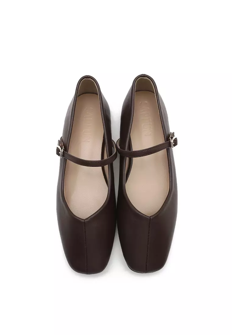 Melliji 方頭拼接瑪莉珍平底鞋 (1cm)