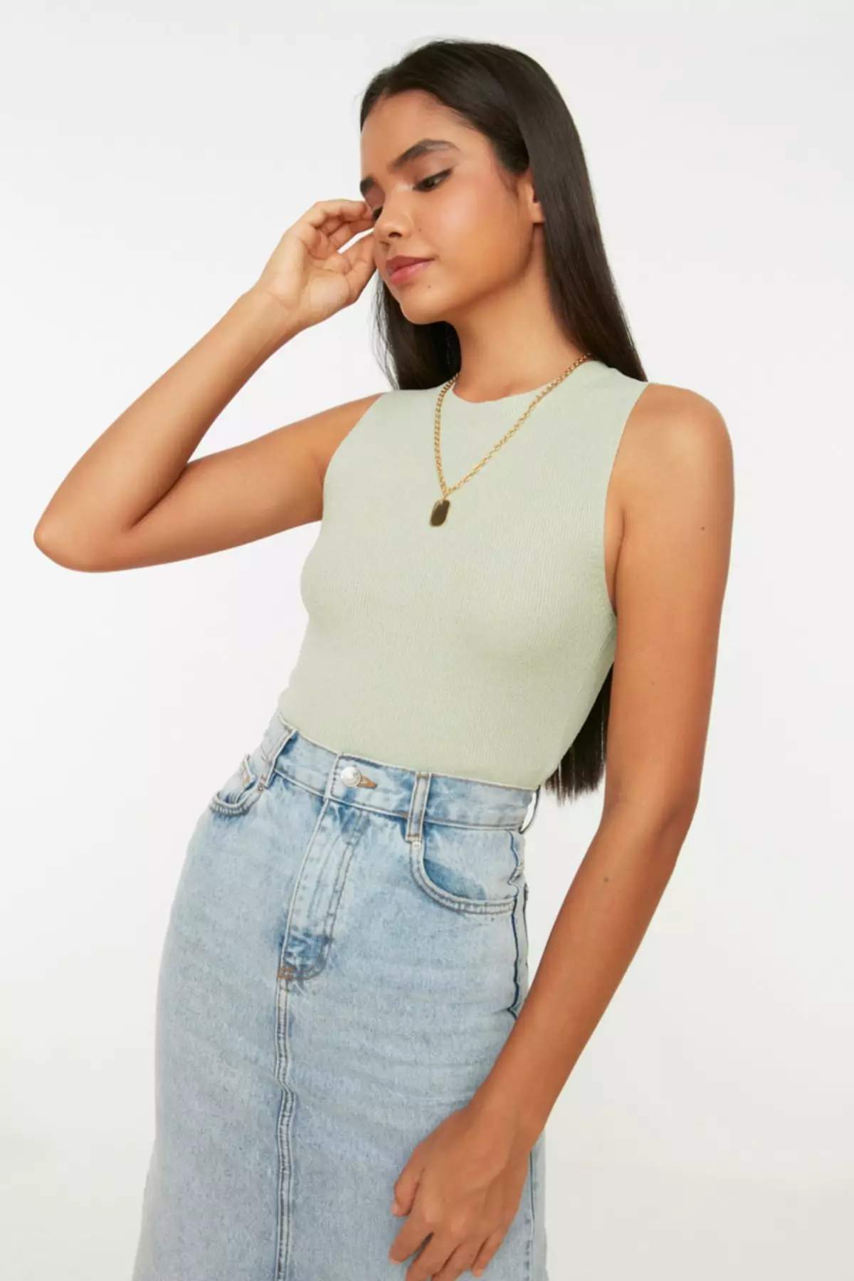 Crew Neck Knit Tank Top