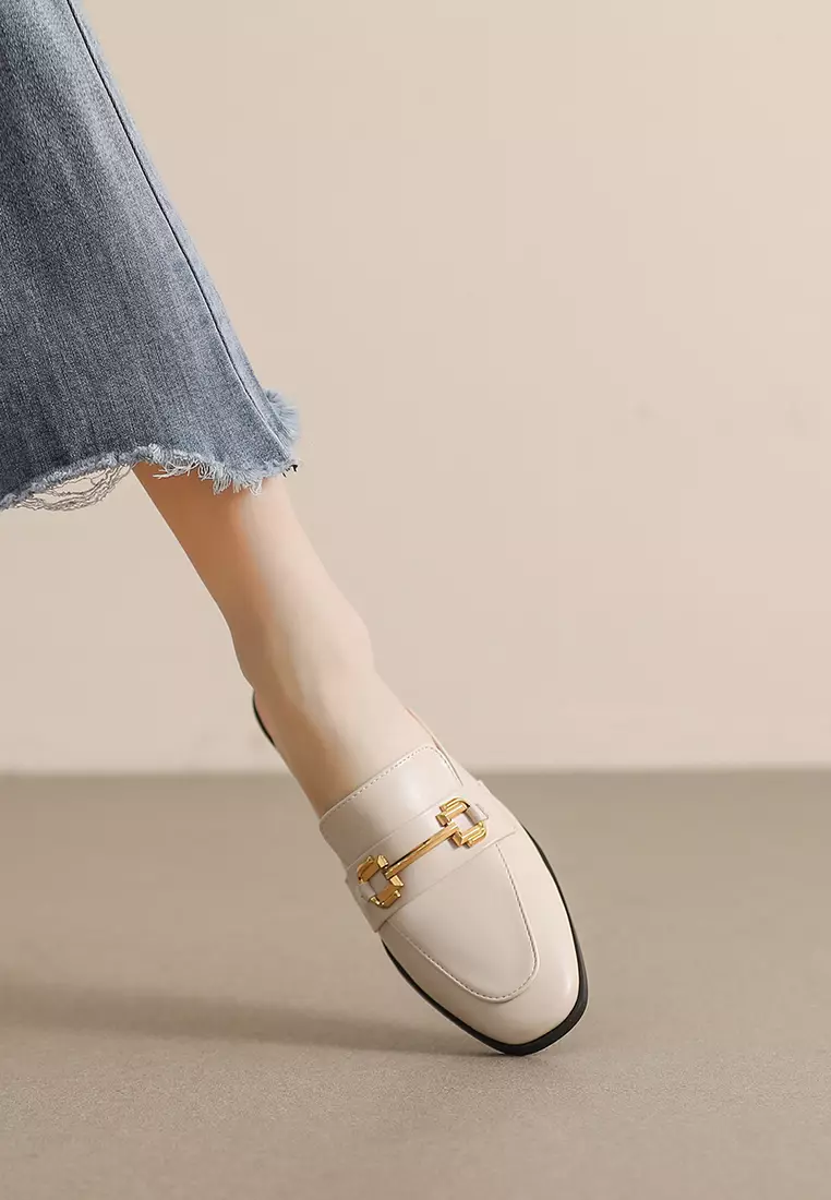 Horsebit Synthetic Leather Mules WW340-6