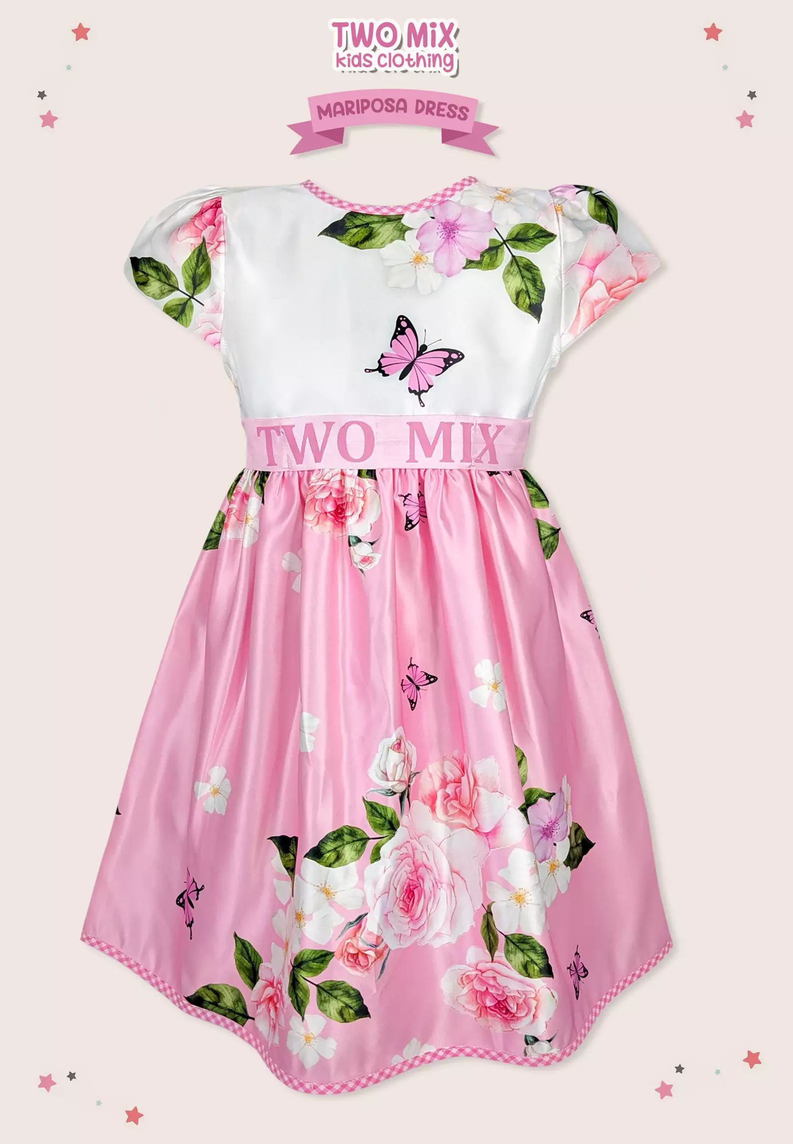 Two Mix - Dress Anak Perempuan Satin - Dress Anak Cewek 1-12 Tahun 4407 Pink