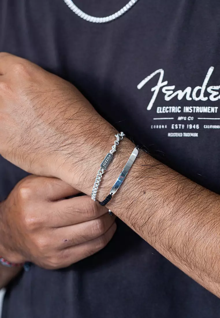 Men's Silver Flat Curb Chain Bracelet