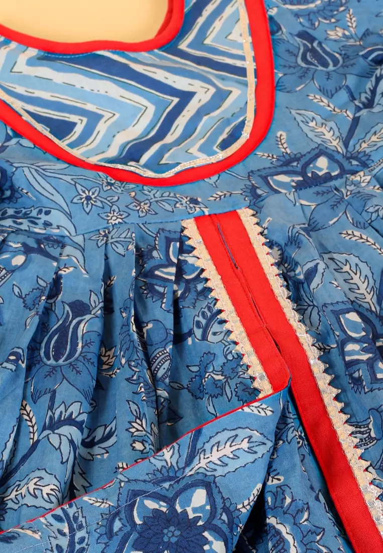 True Blue Girls Anarkali Kurta Sharara Set