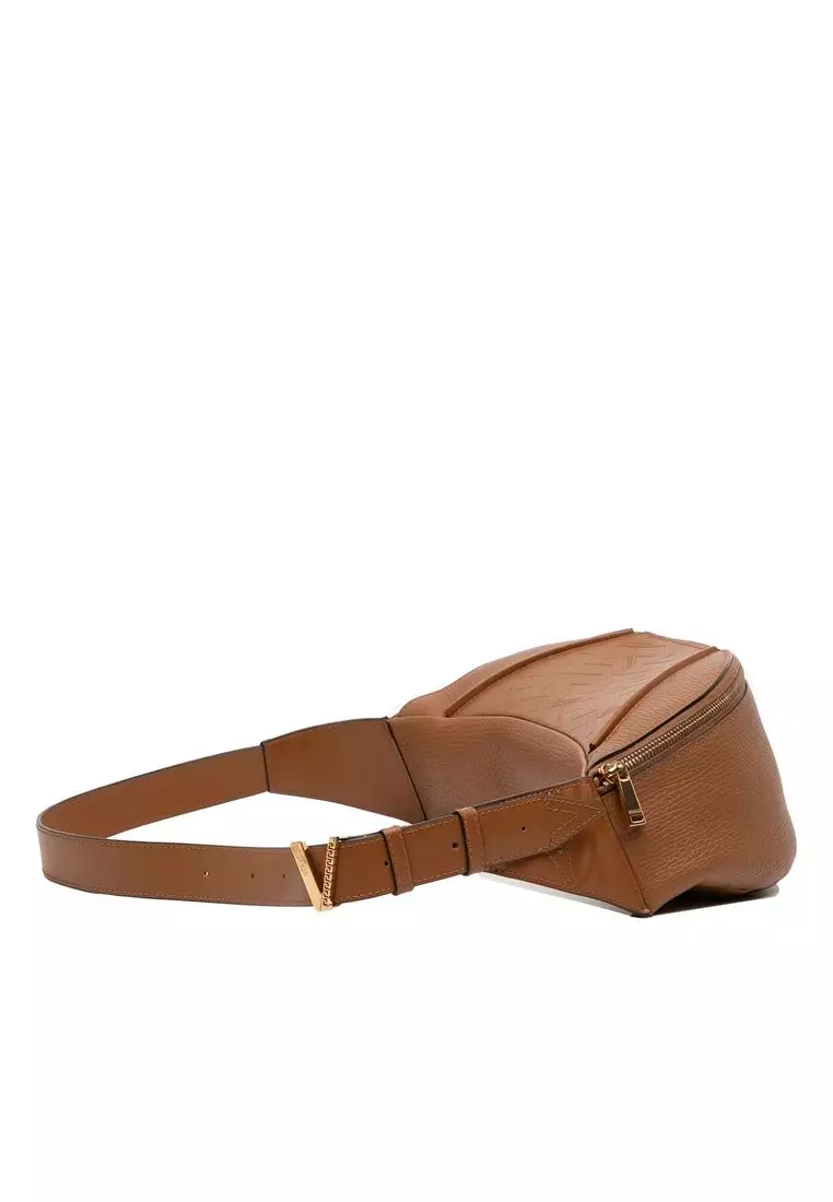 Pre-Loved Versace Leather V Greca Signature Belt Bag