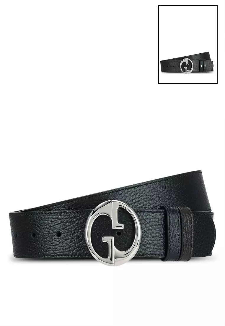 Mens Designer Clothes  GUCCI Double G Buckle Belt In Black 56