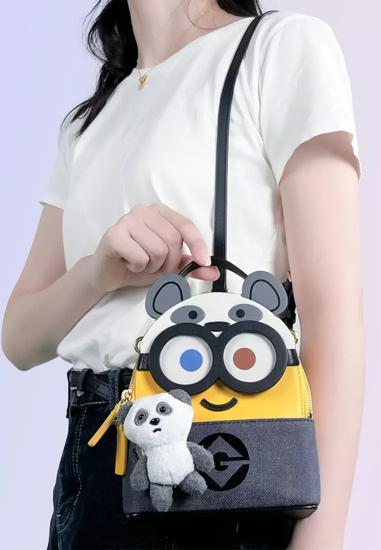 Buy FION Minions Denim with Leather Backpack - Panda 2025 Online ...