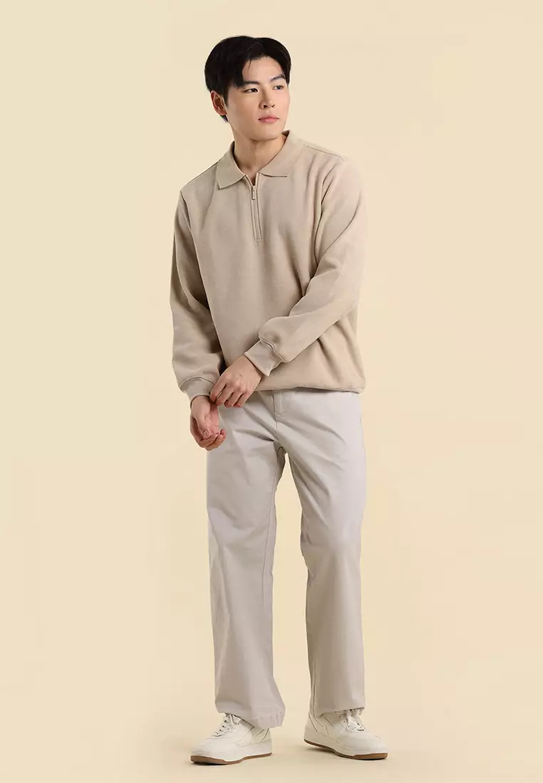 Dress Code Relaxed Textured Half Zip Sweatshirt