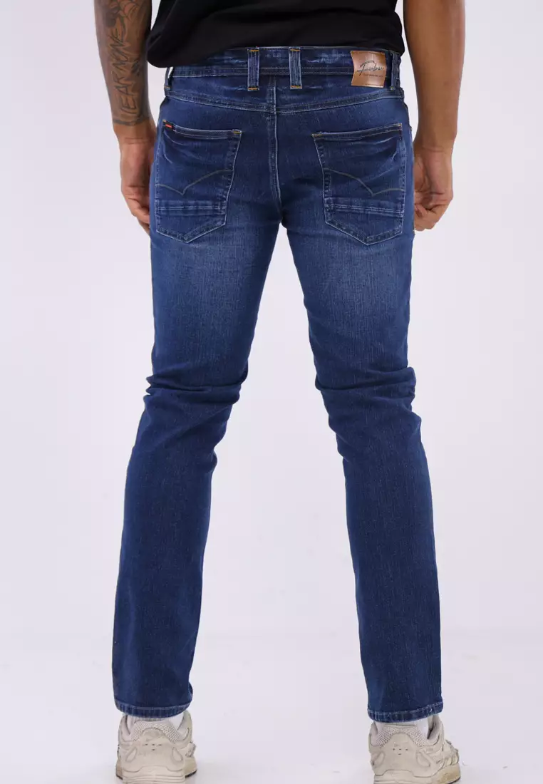 Denim Long Pants Slim Tapered Fit Stretch