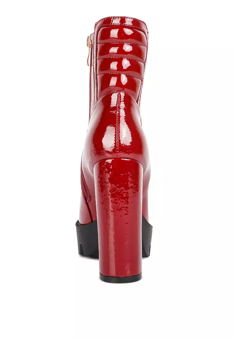 Red patent lace up boots store