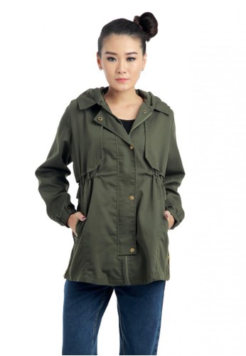 MKY Amelie Canvas Collared Parka in Green