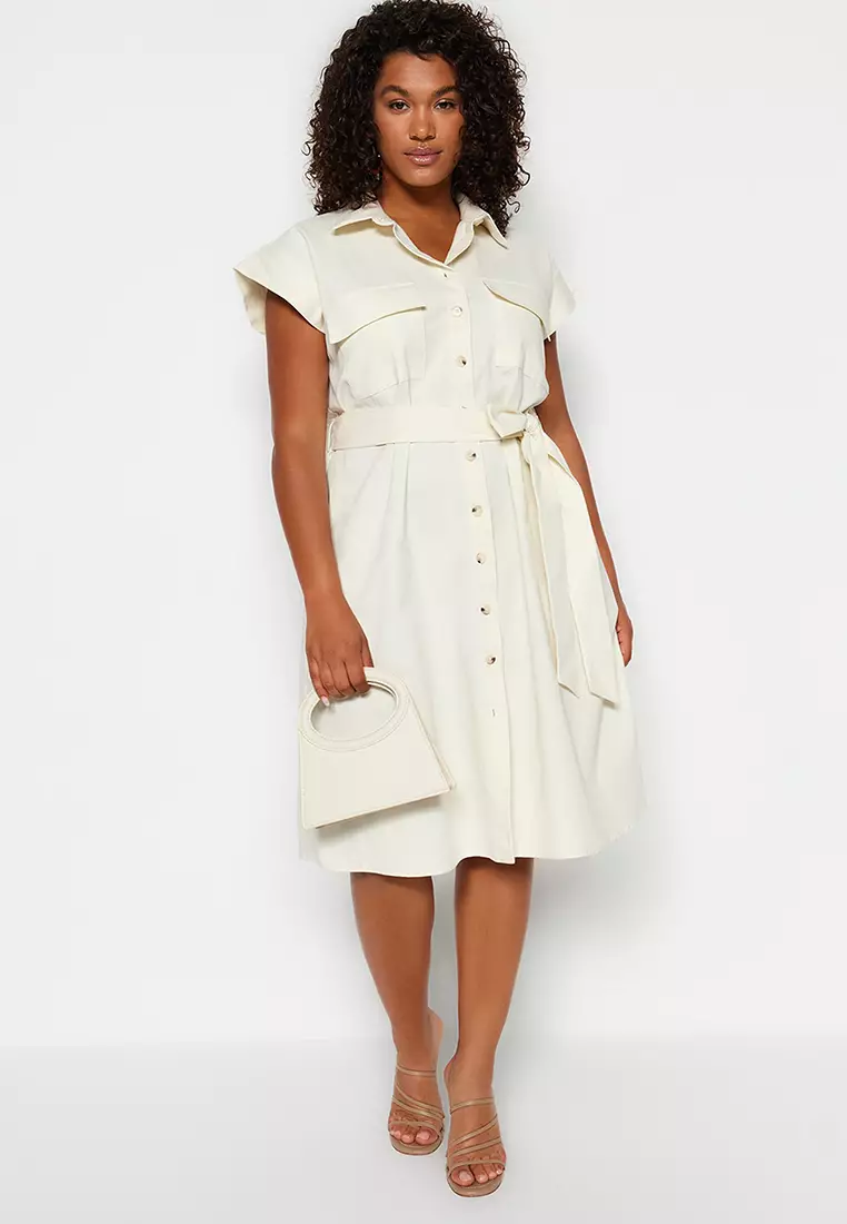 Zalora button best sale down dress