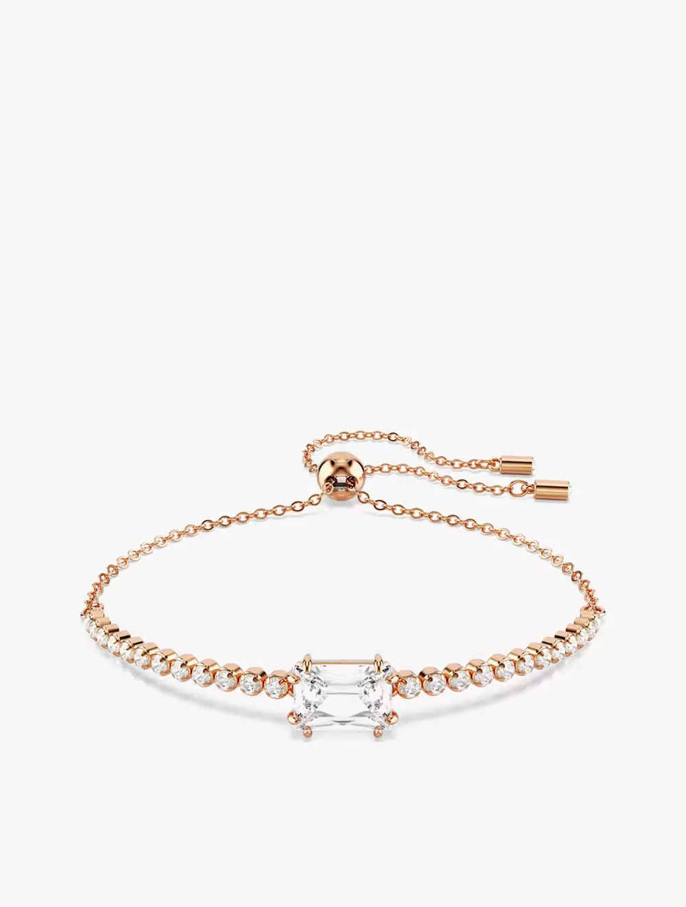 Matrix Tennis bracelet, Mixed cuts, White, Rose gold-tone plated