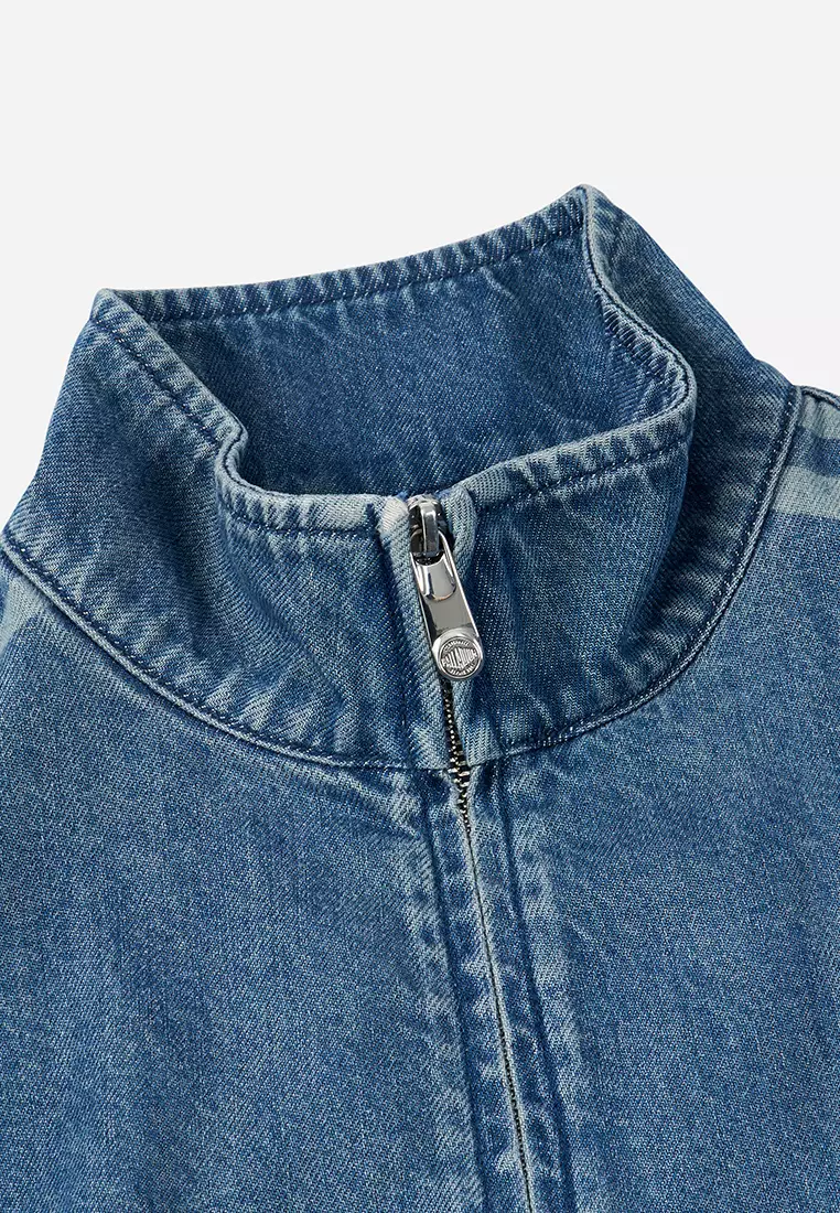 WOMEN'S SIDE STRIPE LOOSE FIT CROPPED DENIM JACKET