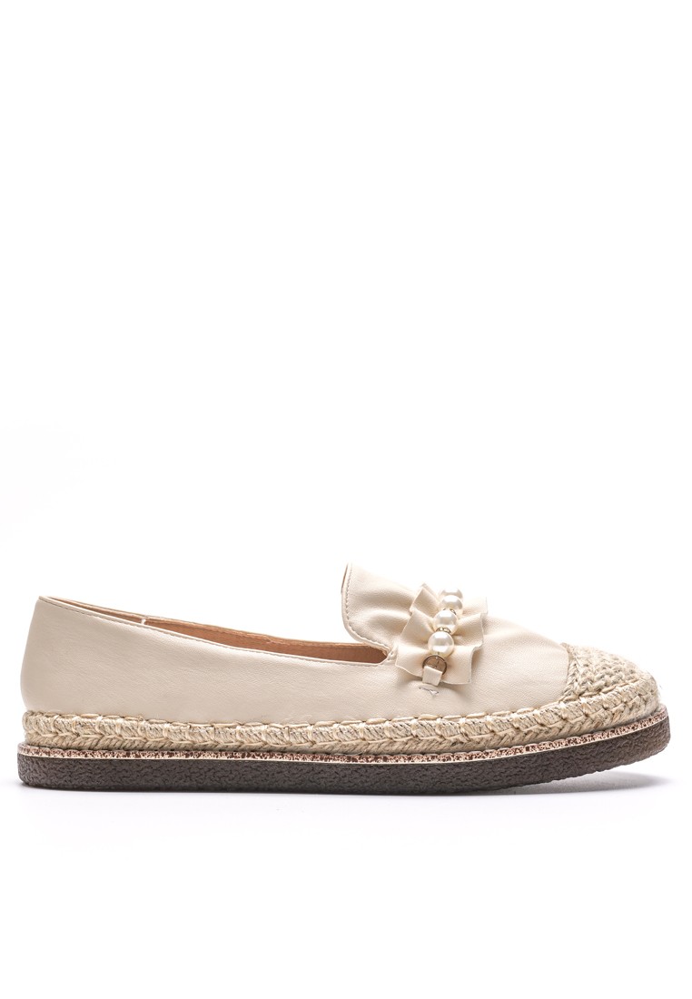 Pearl Chain Faux Leather Espadrilles PS663-2