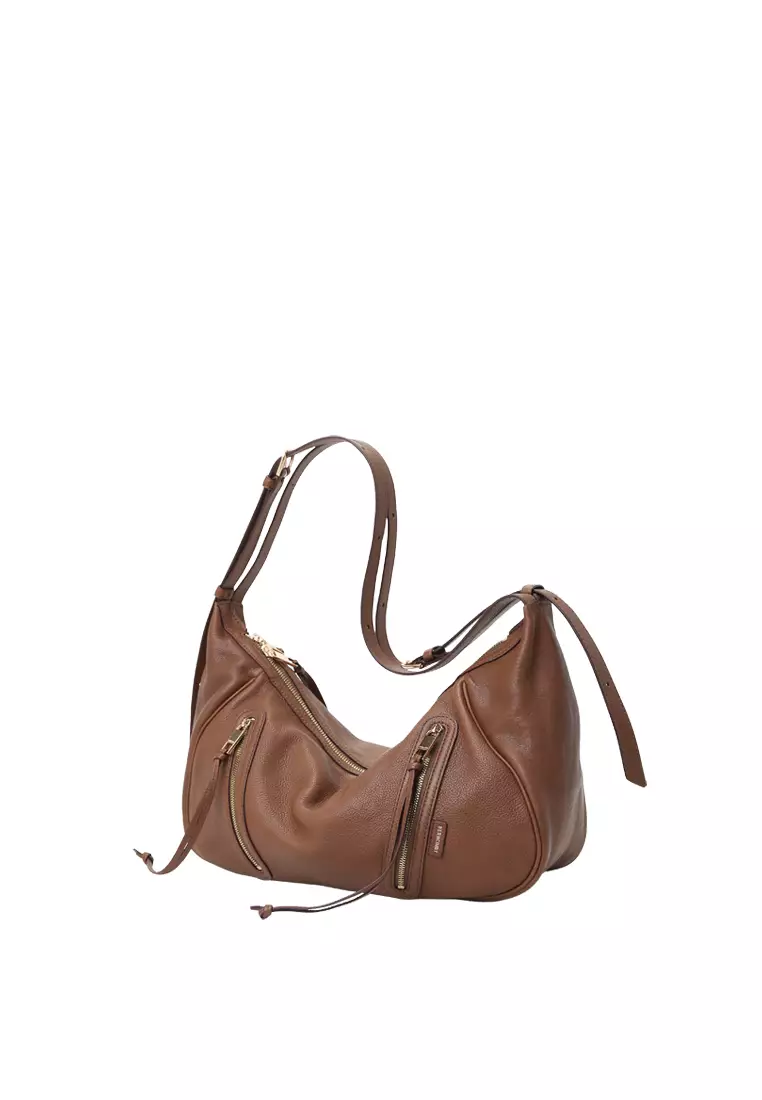 Ursula V11 2-Way Drape Hobo / Crossbody Bag - Caramel