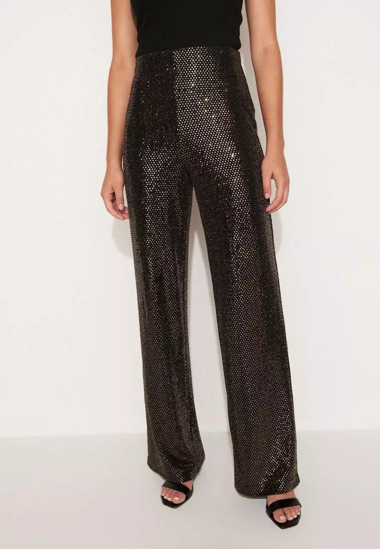 Black sequin trousers clearance next