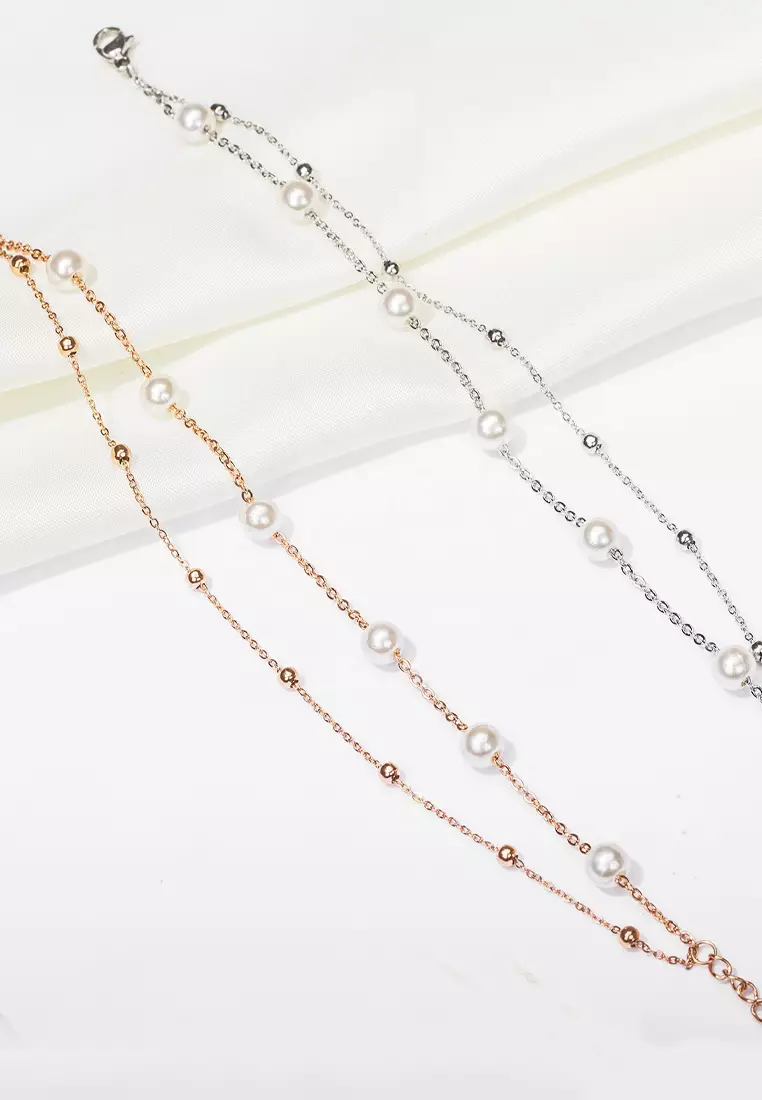 Purity Pearl Charms Multi-layer Bracelet in Silver