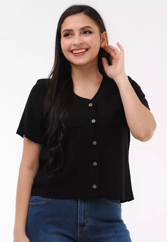 Soft Linen Woven Short Sleeves Blouse