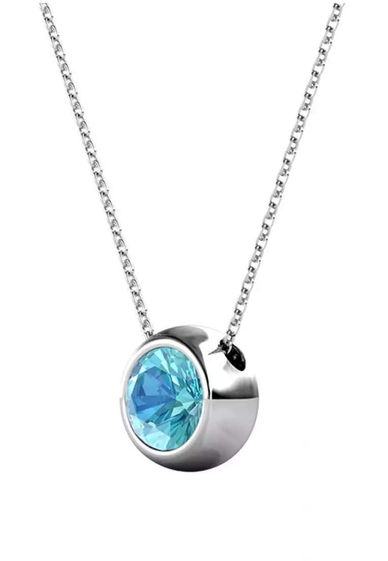 Birth Stone Moon Pendant March - Kalung Crystal Swarovski by Her Jewellery