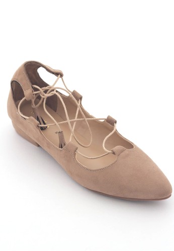 ARIA Nude Lace Up Flats