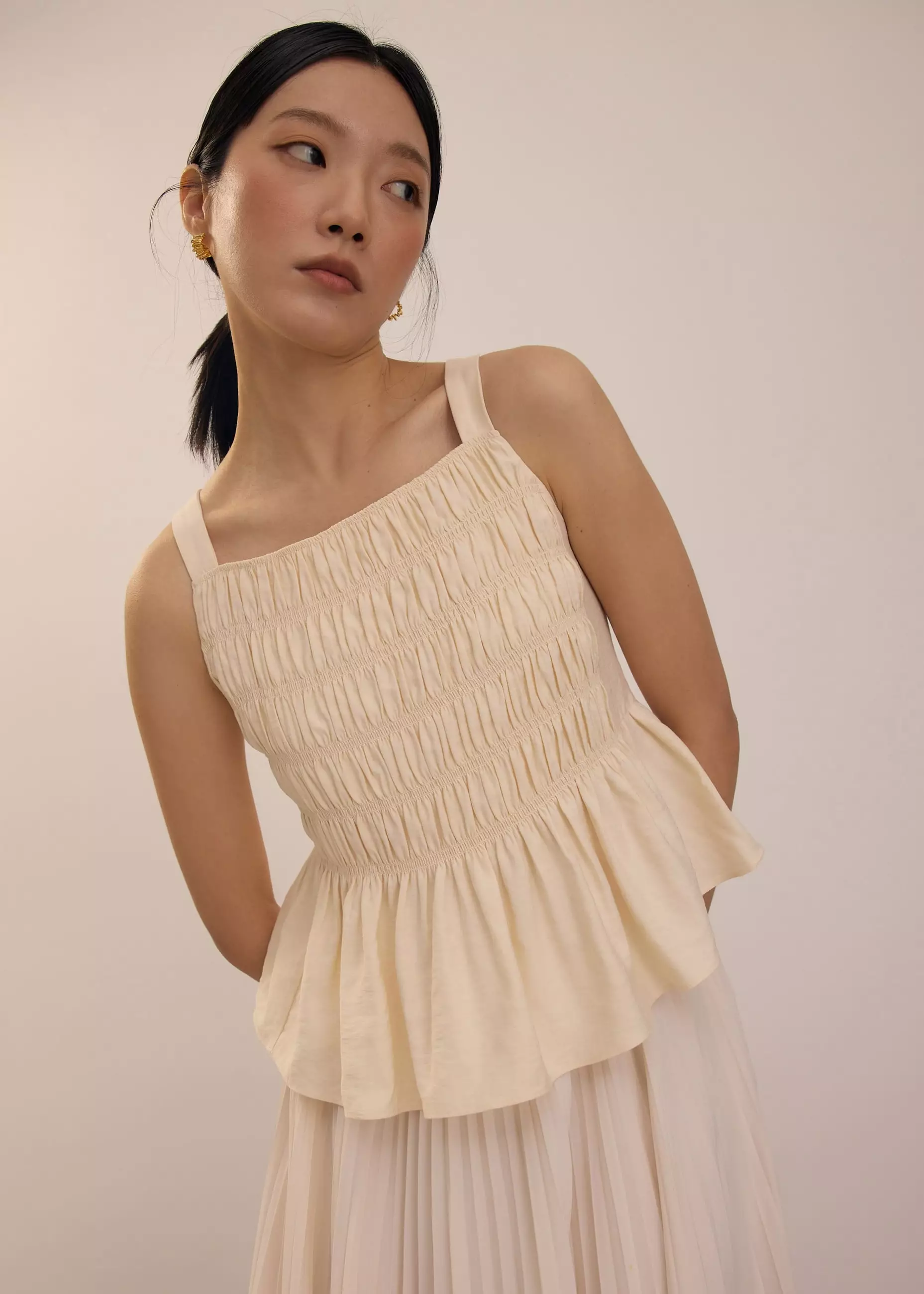 Atasan Wanita - Square Neck Peplum Top