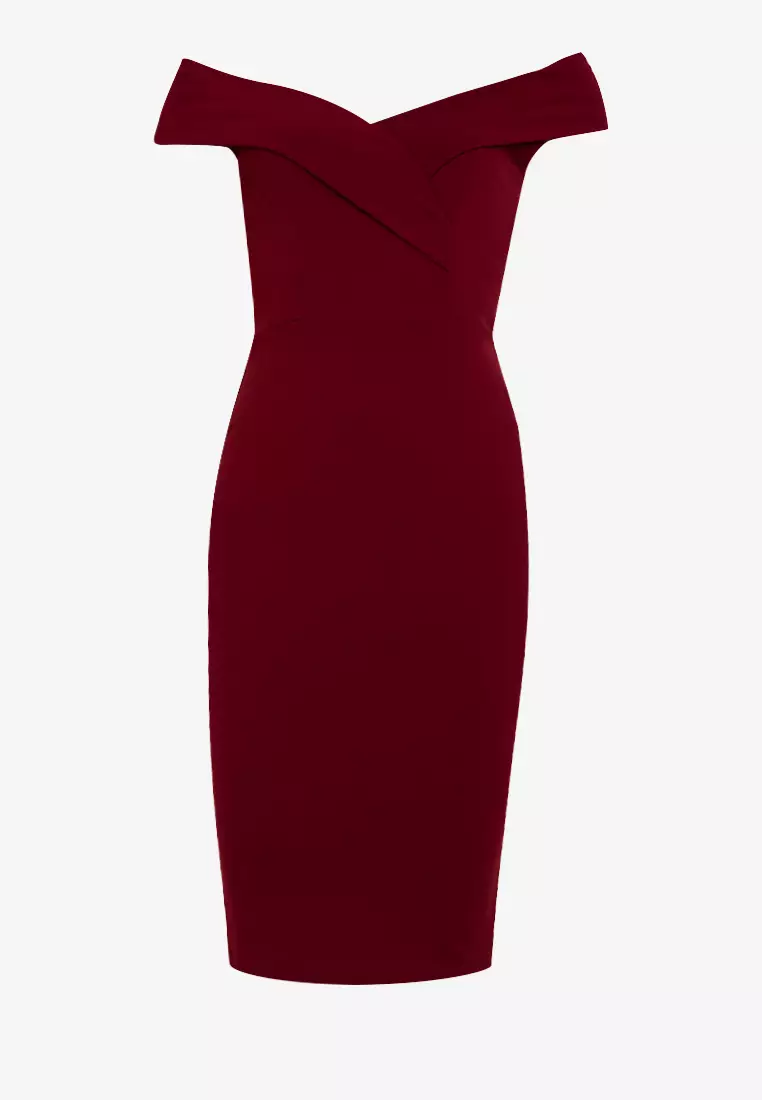 Ashley Mara Off-the-Shoulder Midi Dress