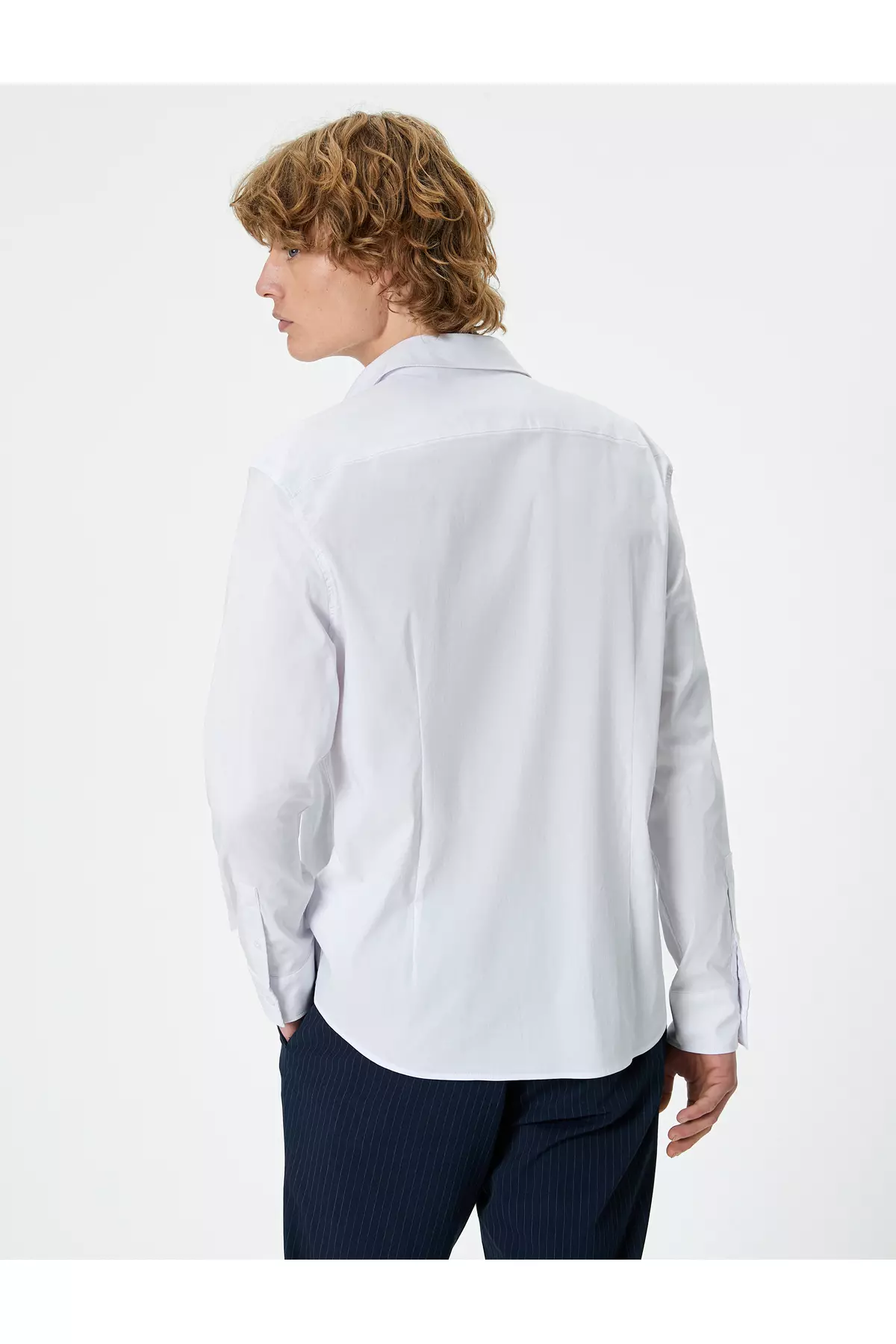 Long Sleeve Slim Fit Shirt Half Italian Collar Buttoned
