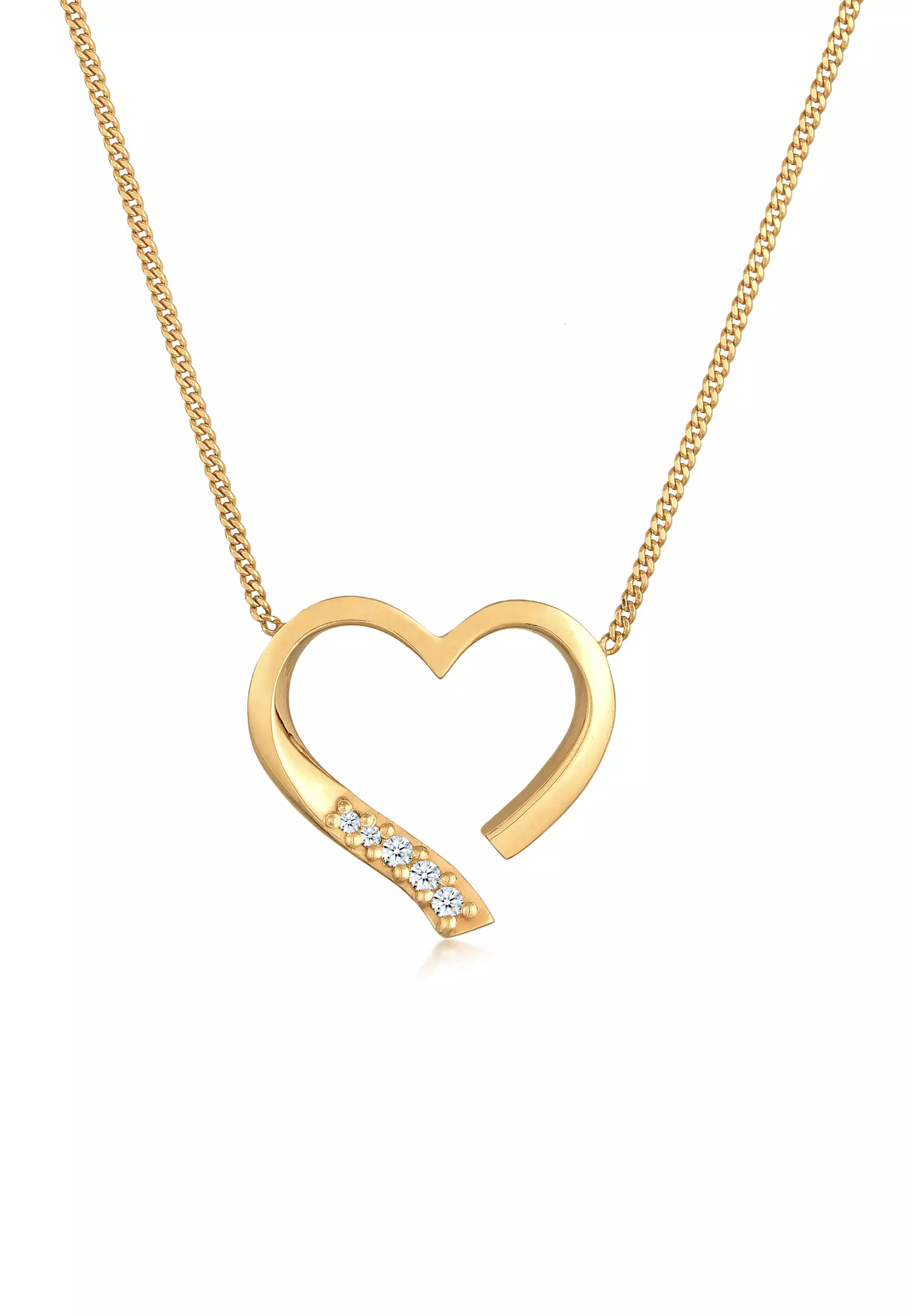 Necklace Heart Pendant Love Feminine Diamond Gold Plated