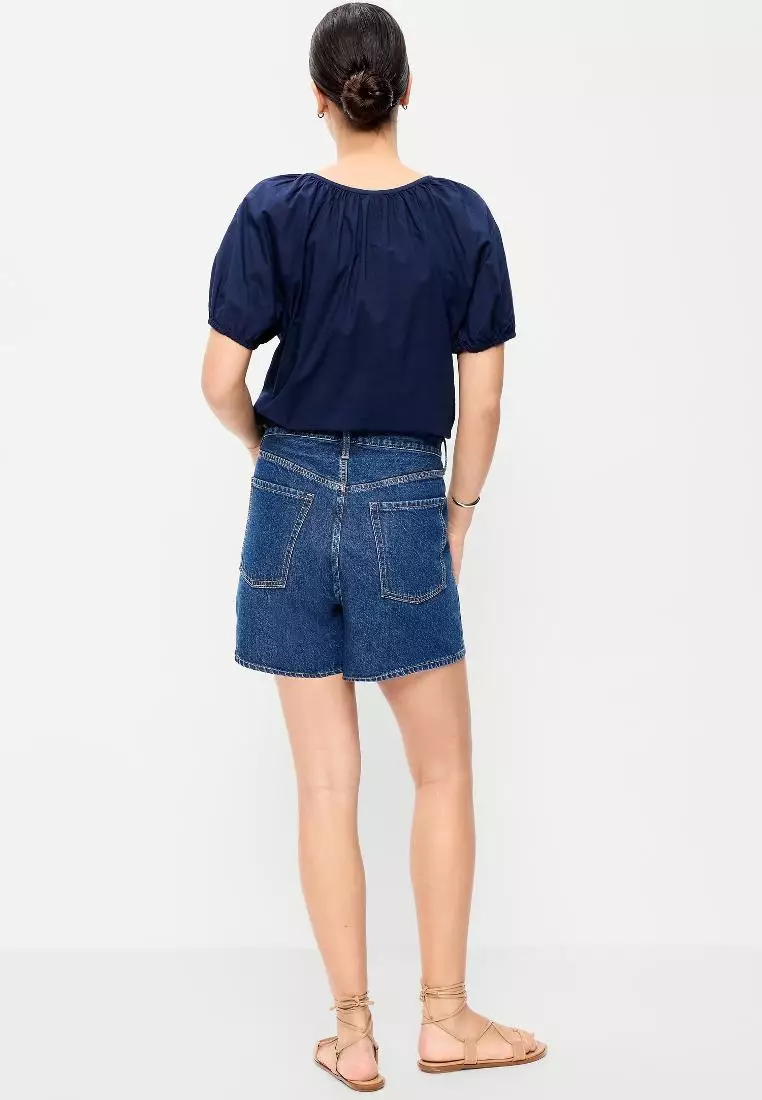 Women's High-Waisted Wow Baggy Jean Shorts -- 5-inch inseam