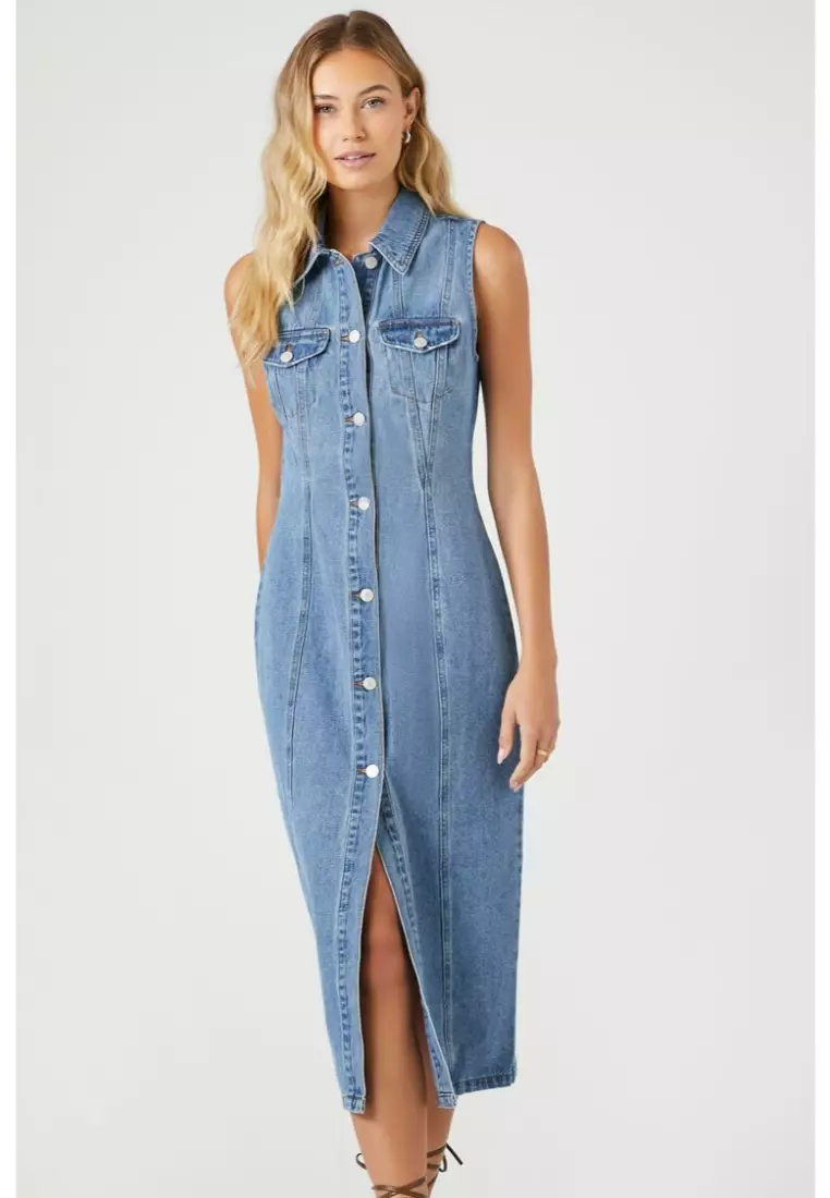 Forever 21 button front midi online dress