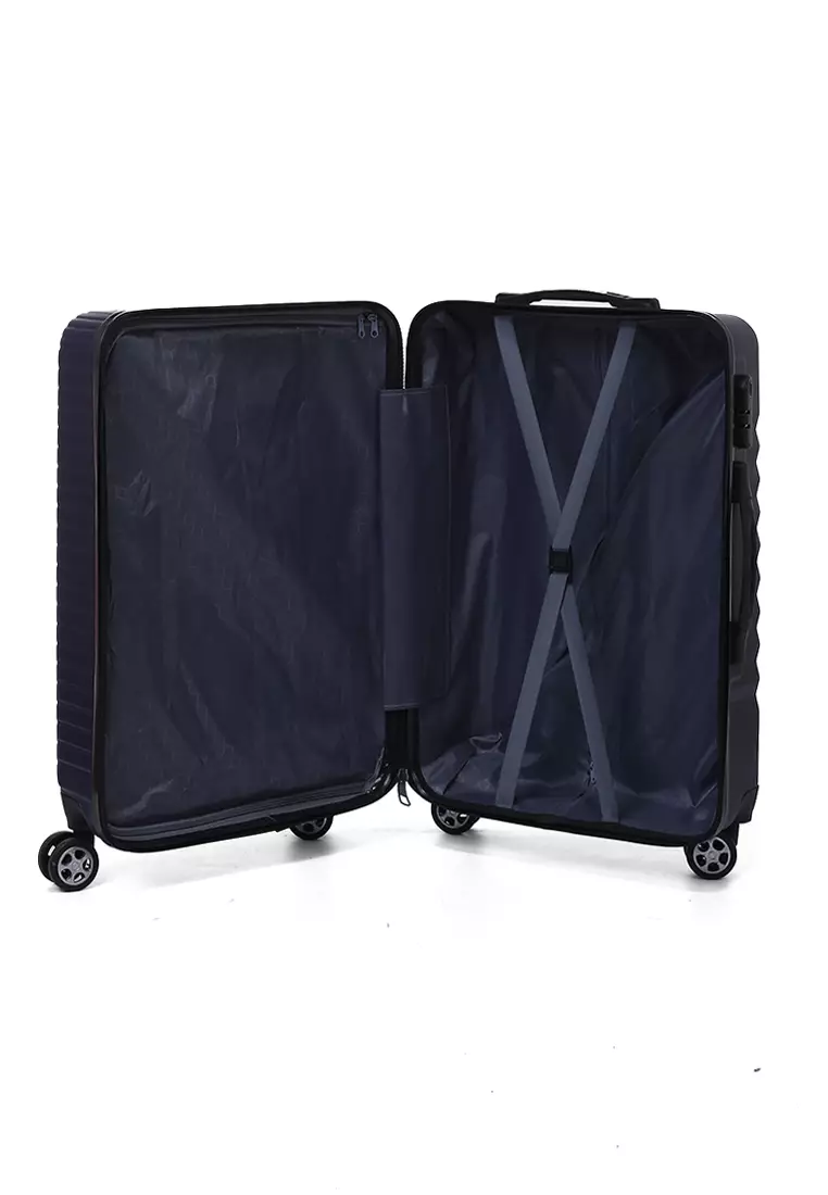 Isvara Tas Koper Hardcase Fiber One Set Unisex Large Compartment Suitcase Code Lock System Material ABS+PVC Coated ORIGINAL - Blue