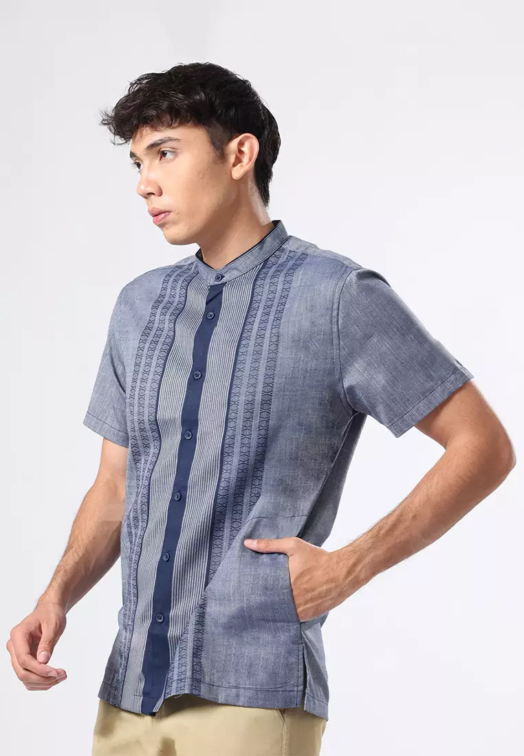 Kemeja Koko Pria Lengan Pendek Baju Muslim Pria IKRAM LIGHT BLUE