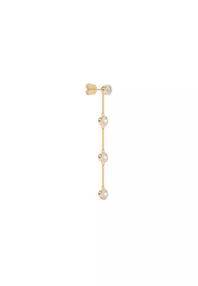 Elegance Duo Lab Grown Diamond Multiway Earrings with Round Chain Drop in 14K Yellow Gold D/E-VVS/VS (1.12ct TDW)