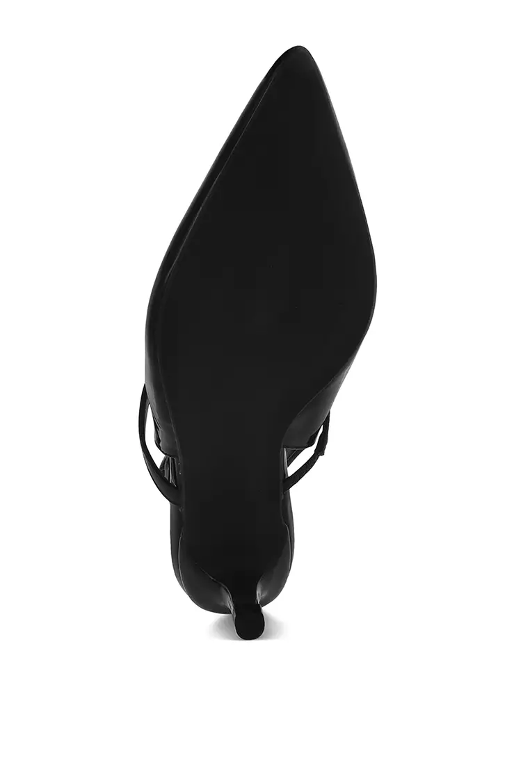 Sandal Slingback Hak Kucing Warna Hitam