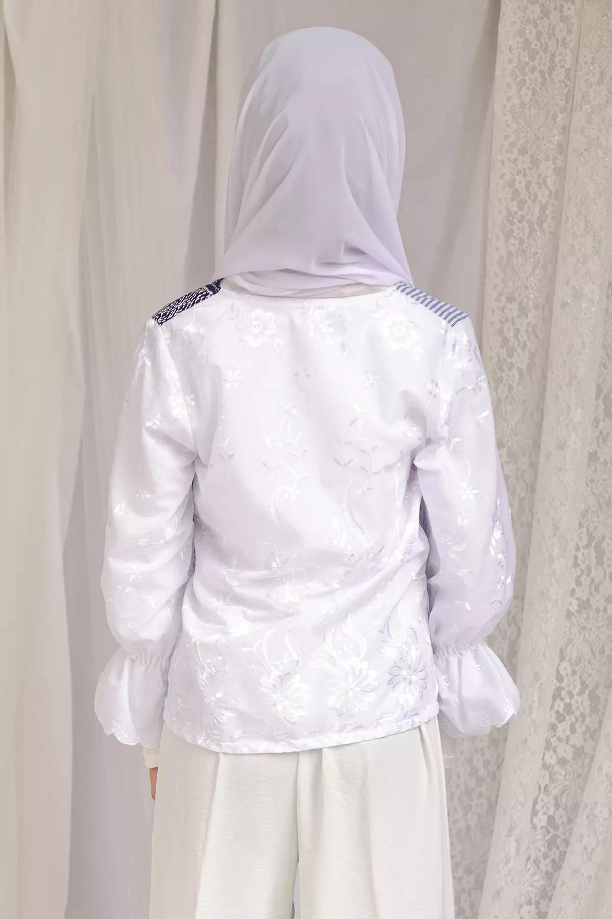 Lalita Sashiko Stripes Puffy Sleeves Kebaya