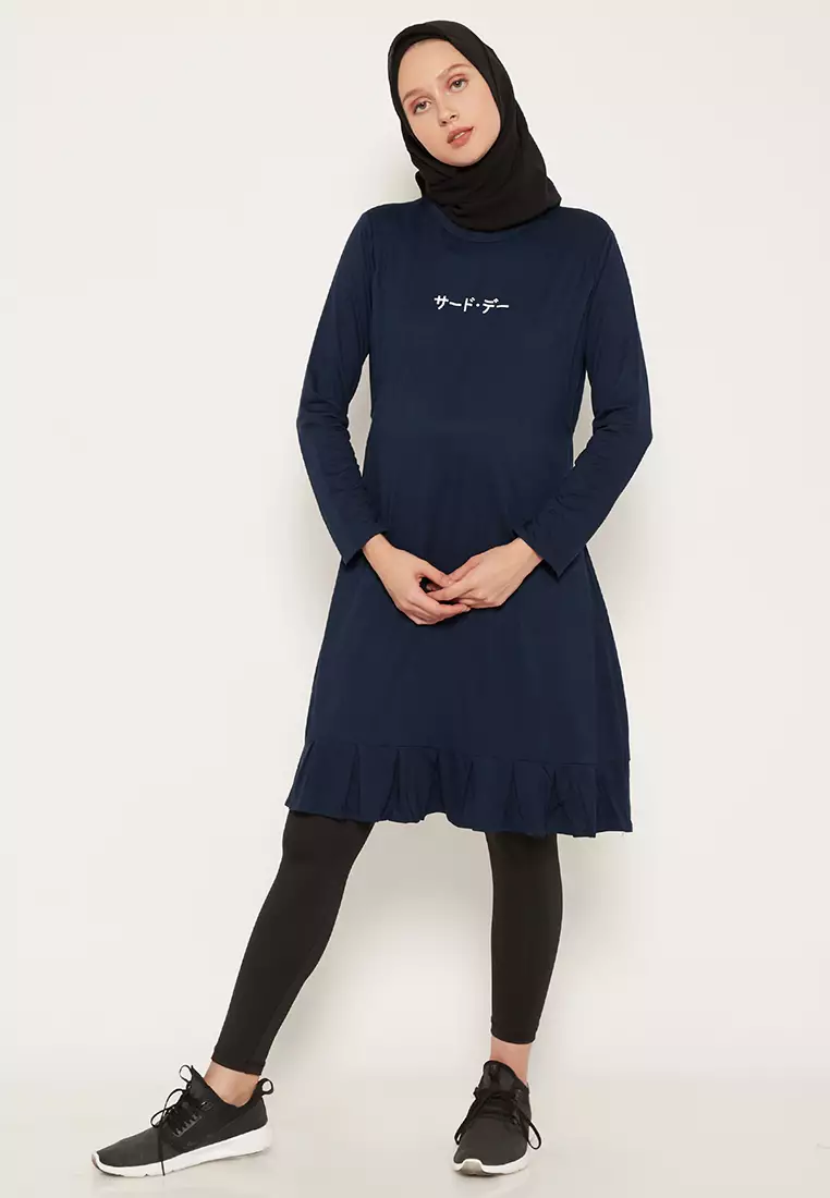 LTC96 thirdday busui with ruffle logo katakana dateng lengan panjang wanita