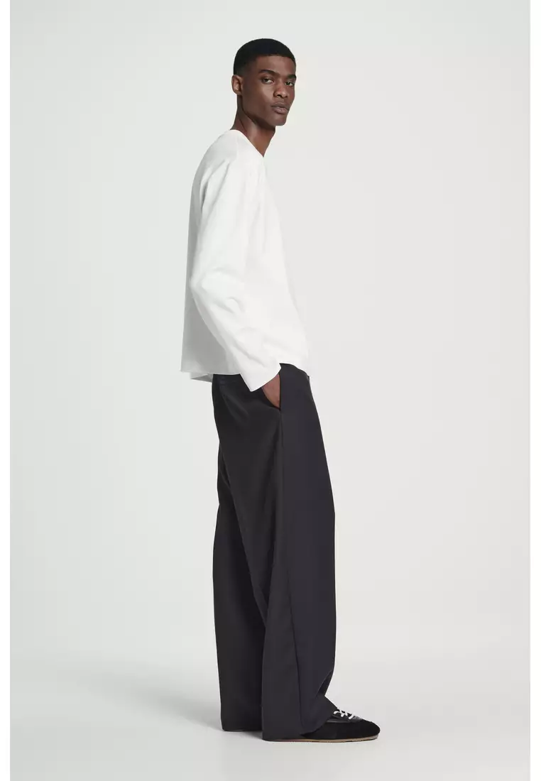 RELAXED JERSEY INTERLOCK LONG-SLEEVED T-SHIRT