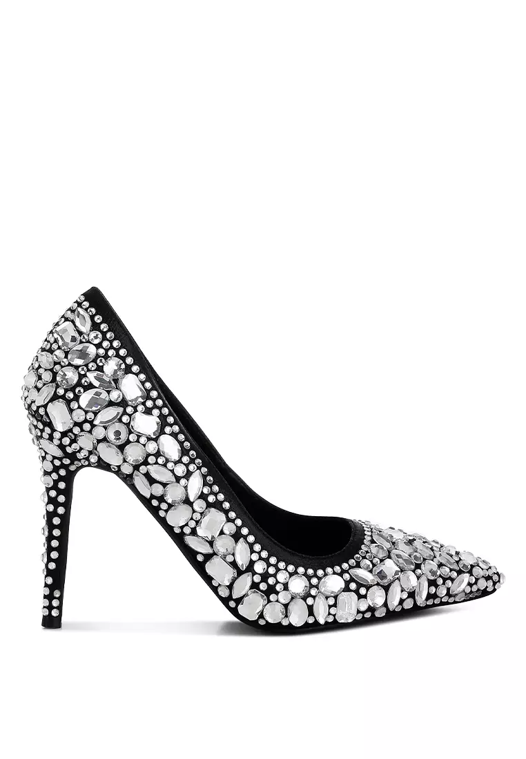 Discount on London Rag  shoes - SKU: Diamante & Rhinestone Embellishments Pumps in Black