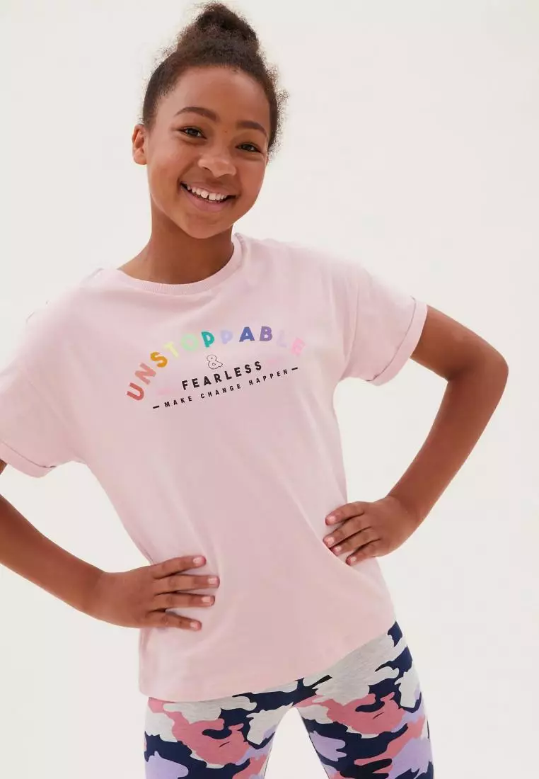 Buy MARKS SPENCER Pure Cotton Rainbow Slogan T Shirt 2024 Online