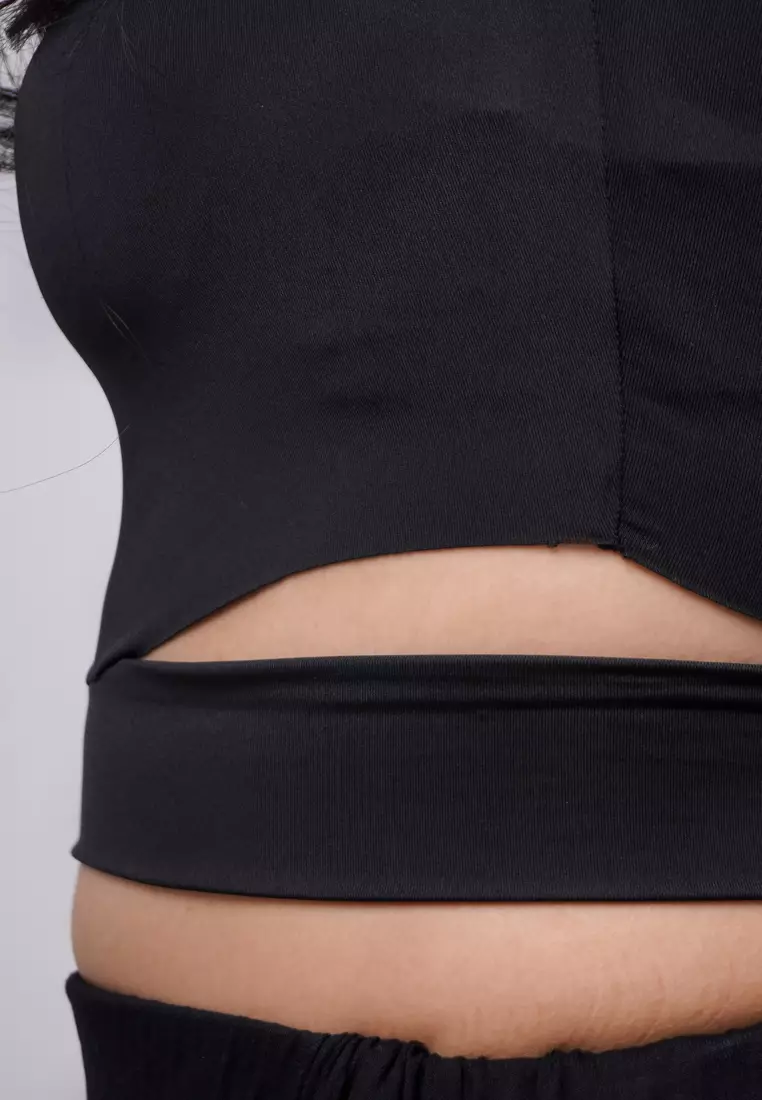 LTE17 TDLA CRWH Crop Short Sleeve Kaos Casual Wanita Polos Black