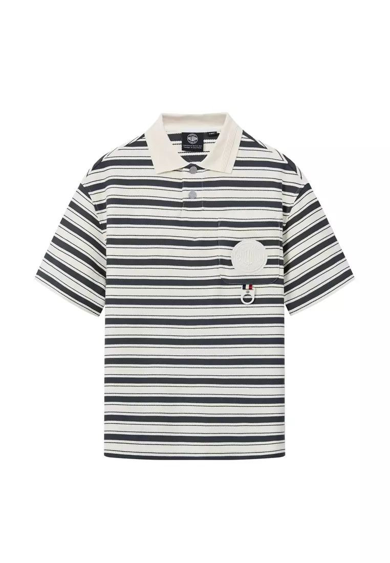 MEN'S PALLADIUM LOGO STRIPED COTTON POLO SHIRT