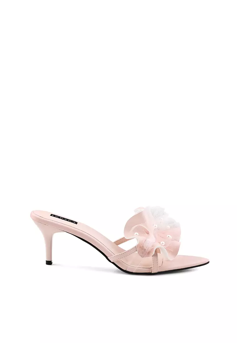 Carole Ruffle Heels with Pearl