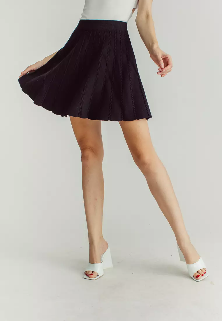 Black skater skirt with belt loops on sale