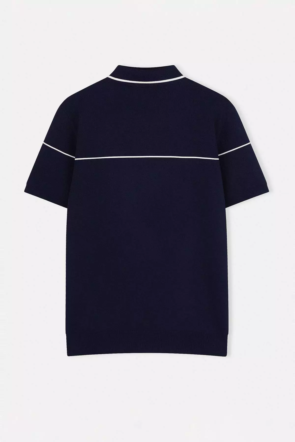 Navy Blue Regular/Normal Cut Piping Detailed Zippered Knitwear T-Shirt Tmnss26Ts00020