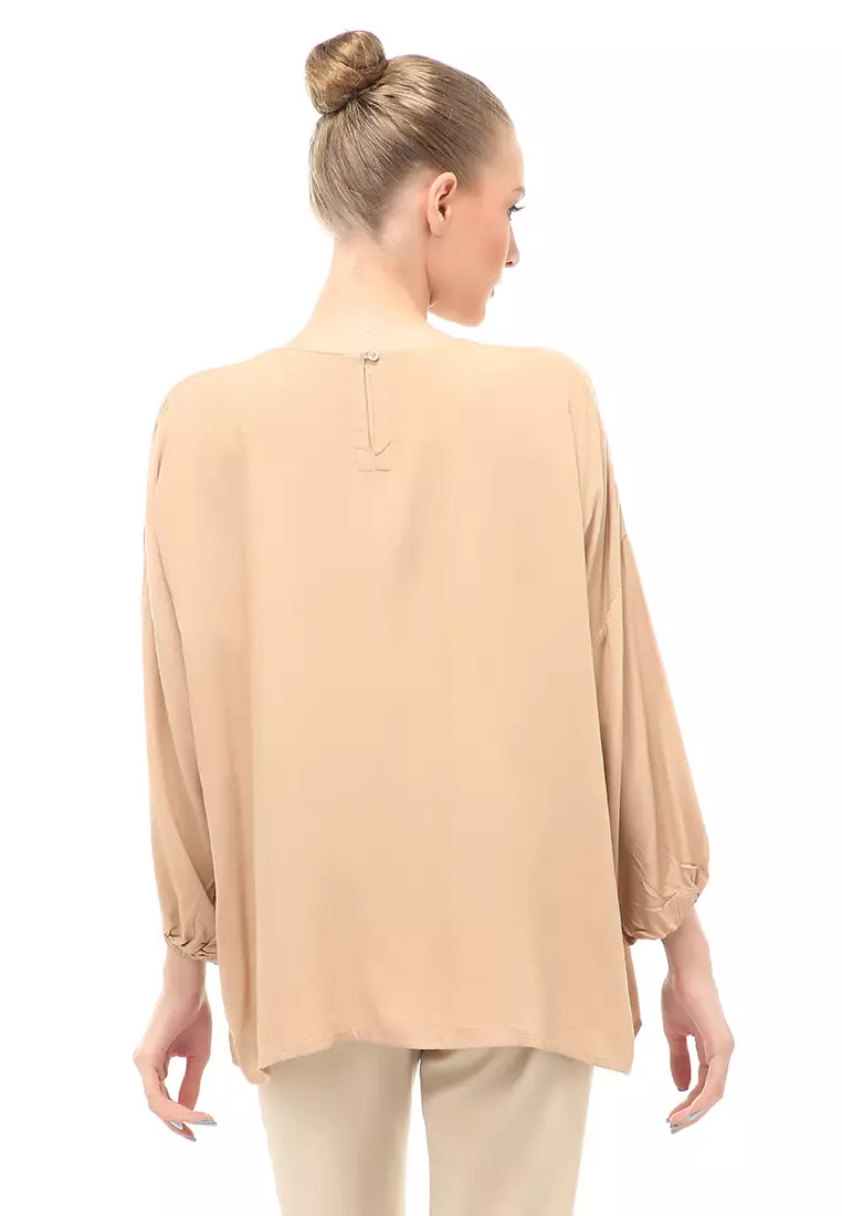 Glory Blouse Oversize Long Sleeves Atasan Wanita Design Simple Motif Polos Relaxed Fit - Milo