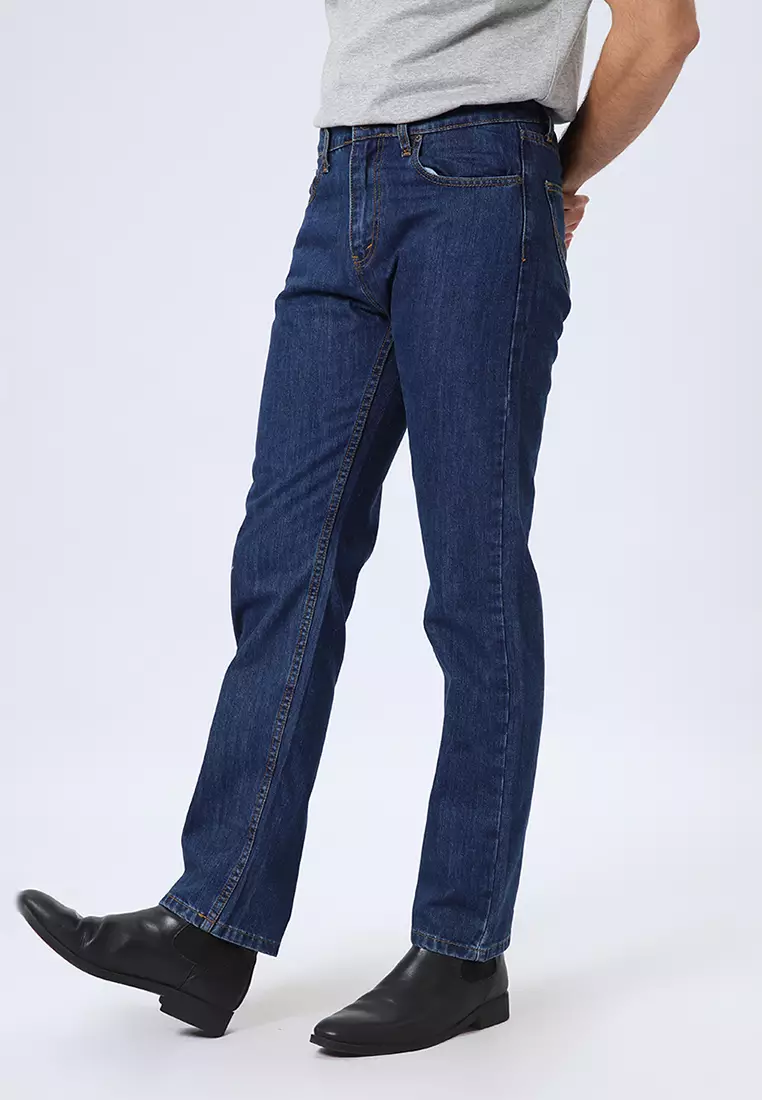 801 Reguler Fit Slub Jeans Blue Indigo - Celana Panjang Denim Pria
