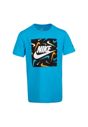 Nike blue Nike Swoosh Fetti Tee (Little Kids) 92DC6KA25B6036GS_1