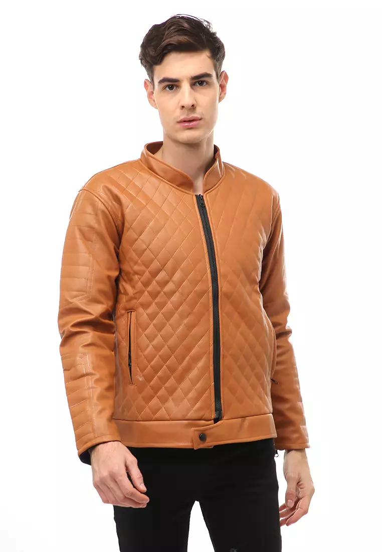 Halbert Outerwear Jaket Kulit Pria Waterproof & Windproof Material Leather ORIGINAL - Tan
