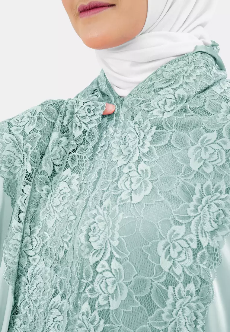 Cotton Bee - Syerin Lace Prayer Set | Mukena Renda | Mukena Dewasa - Misty Jade