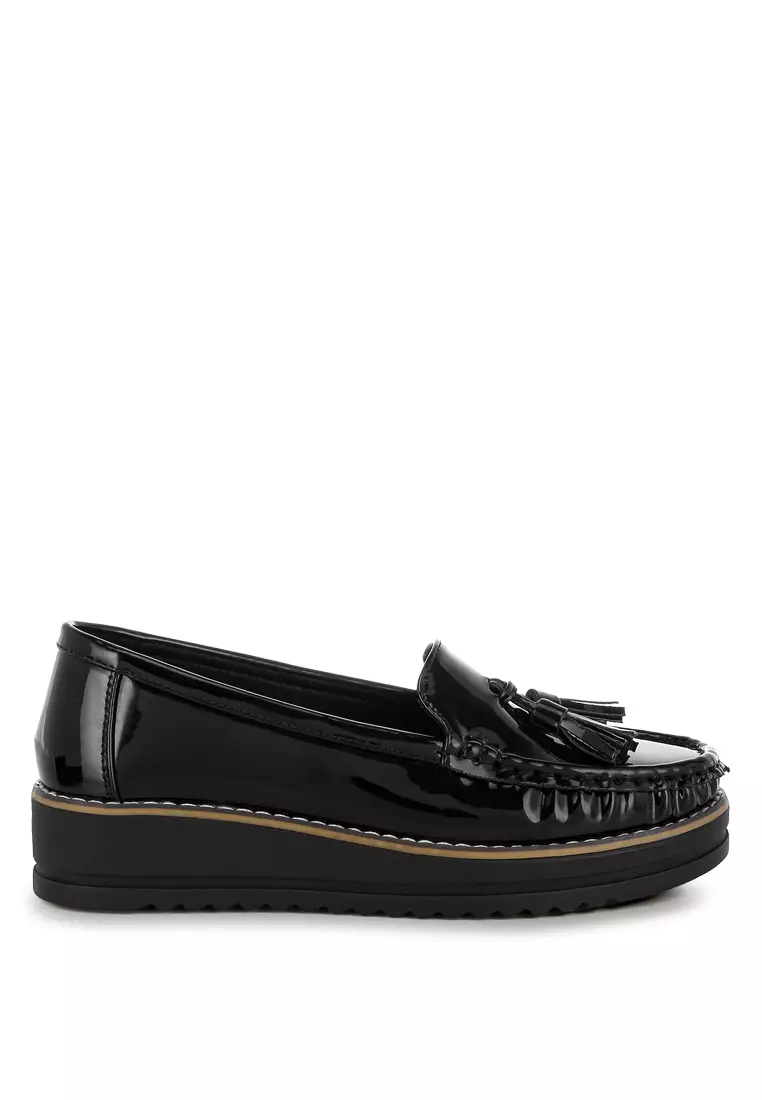 Discount on London Rag  shoes - SKU: Tassel Detail Flatform Loafers in Black