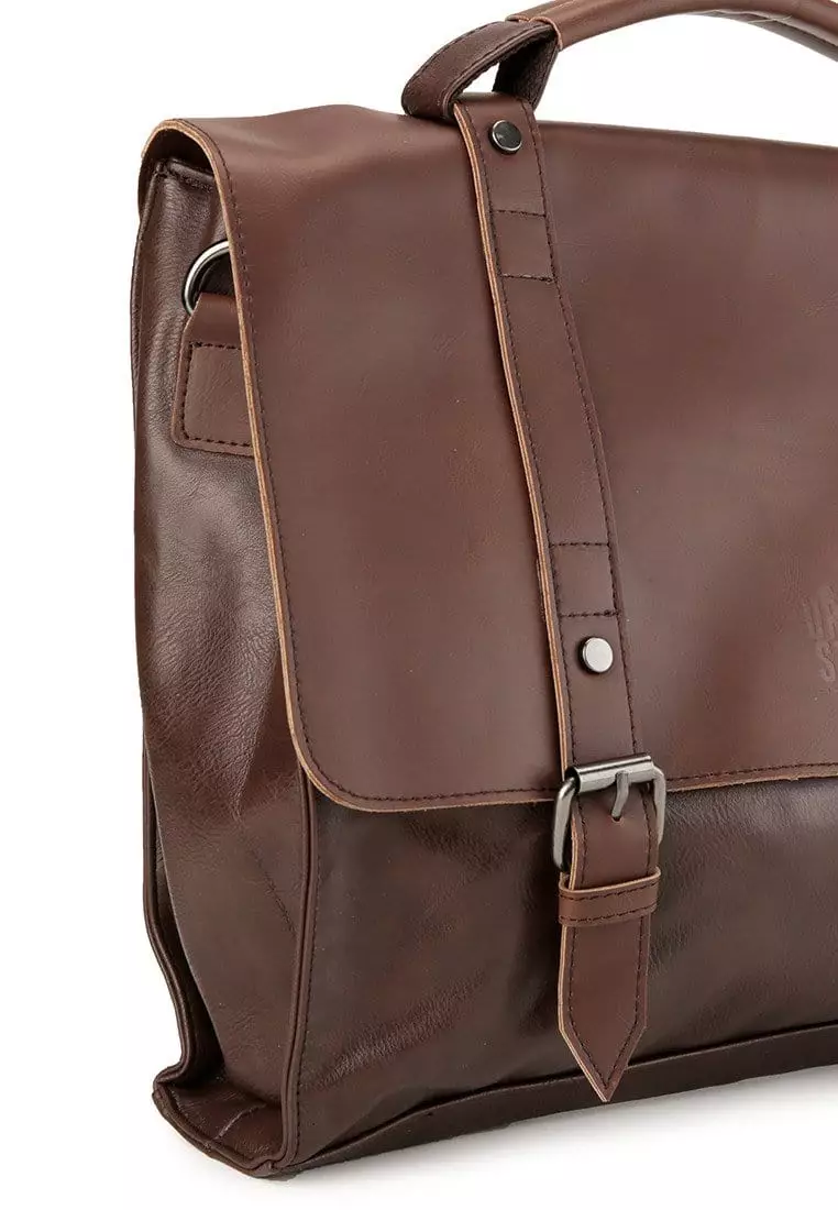 Distressed Leather Compact Office Bag